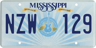 MS license plate NZW129