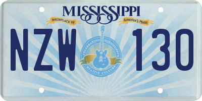 MS license plate NZW130