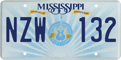 MS license plate NZW132