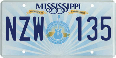 MS license plate NZW135