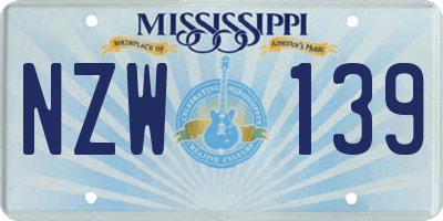 MS license plate NZW139