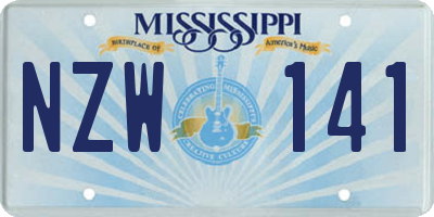 MS license plate NZW141