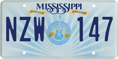 MS license plate NZW147