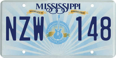 MS license plate NZW148