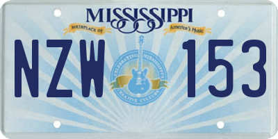 MS license plate NZW153
