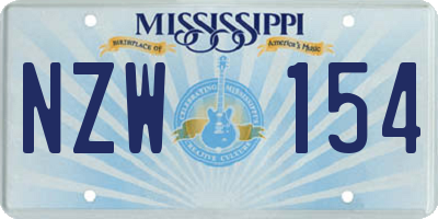 MS license plate NZW154