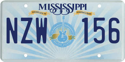 MS license plate NZW156