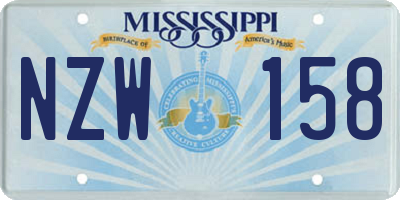 MS license plate NZW158
