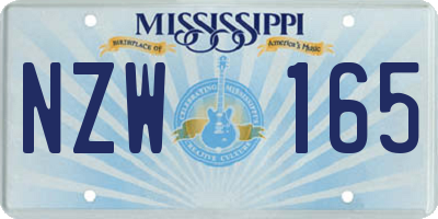 MS license plate NZW165