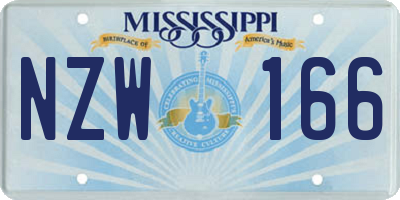 MS license plate NZW166