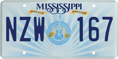 MS license plate NZW167