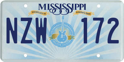 MS license plate NZW172