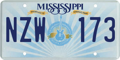 MS license plate NZW173