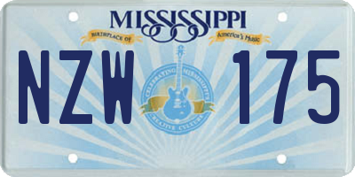 MS license plate NZW175