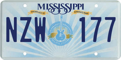 MS license plate NZW177