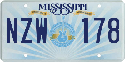 MS license plate NZW178