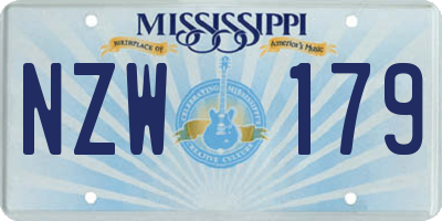 MS license plate NZW179