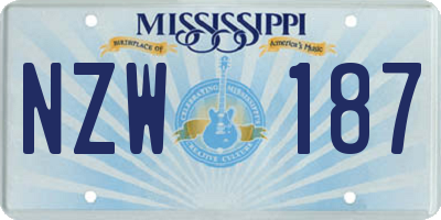 MS license plate NZW187