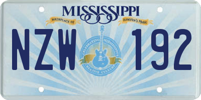 MS license plate NZW192