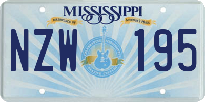 MS license plate NZW195