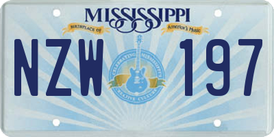 MS license plate NZW197