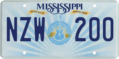 MS license plate NZW200