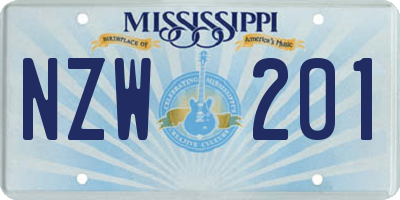 MS license plate NZW201