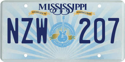 MS license plate NZW207