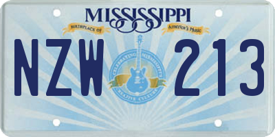 MS license plate NZW213
