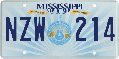 MS license plate NZW214