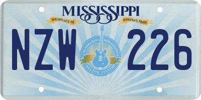 MS license plate NZW226