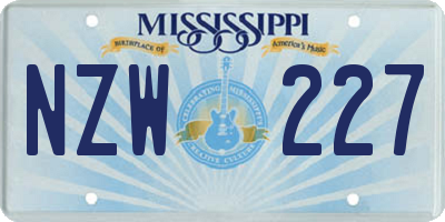 MS license plate NZW227