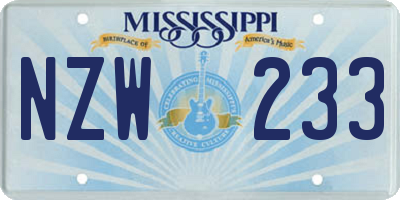 MS license plate NZW233