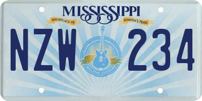 MS license plate NZW234