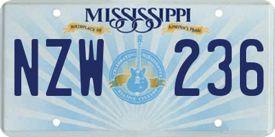 MS license plate NZW236