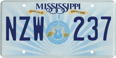 MS license plate NZW237
