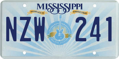 MS license plate NZW241