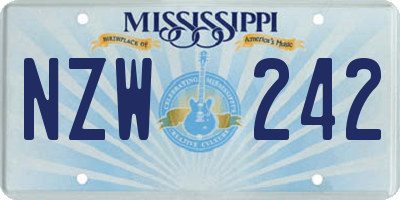 MS license plate NZW242