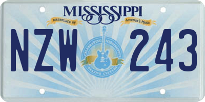 MS license plate NZW243