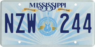 MS license plate NZW244