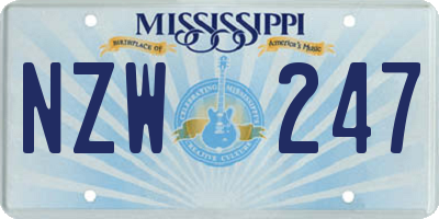 MS license plate NZW247