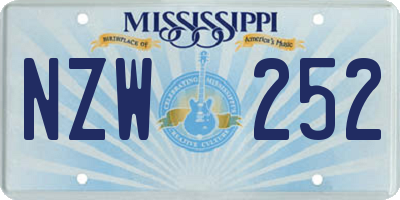 MS license plate NZW252