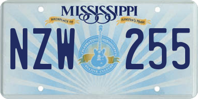 MS license plate NZW255