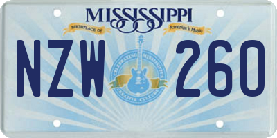 MS license plate NZW260