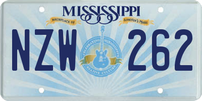 MS license plate NZW262
