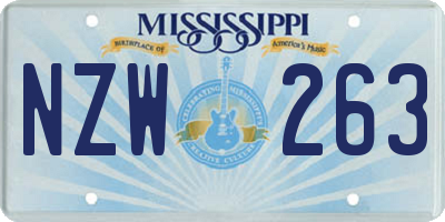 MS license plate NZW263