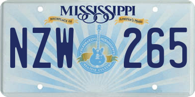 MS license plate NZW265