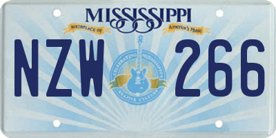 MS license plate NZW266