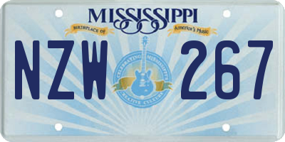 MS license plate NZW267