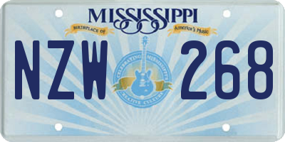 MS license plate NZW268